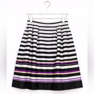 White House Black Market Striped A-Line Skirt Size 2 Purple Black White Cotton